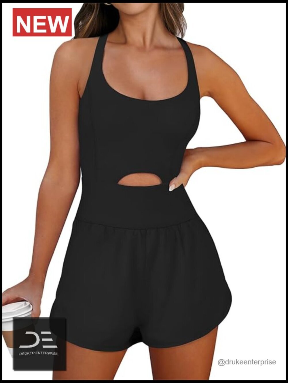 Women's Athletic Romper Jumpsuit with Built-in Shorts Workout Onesie